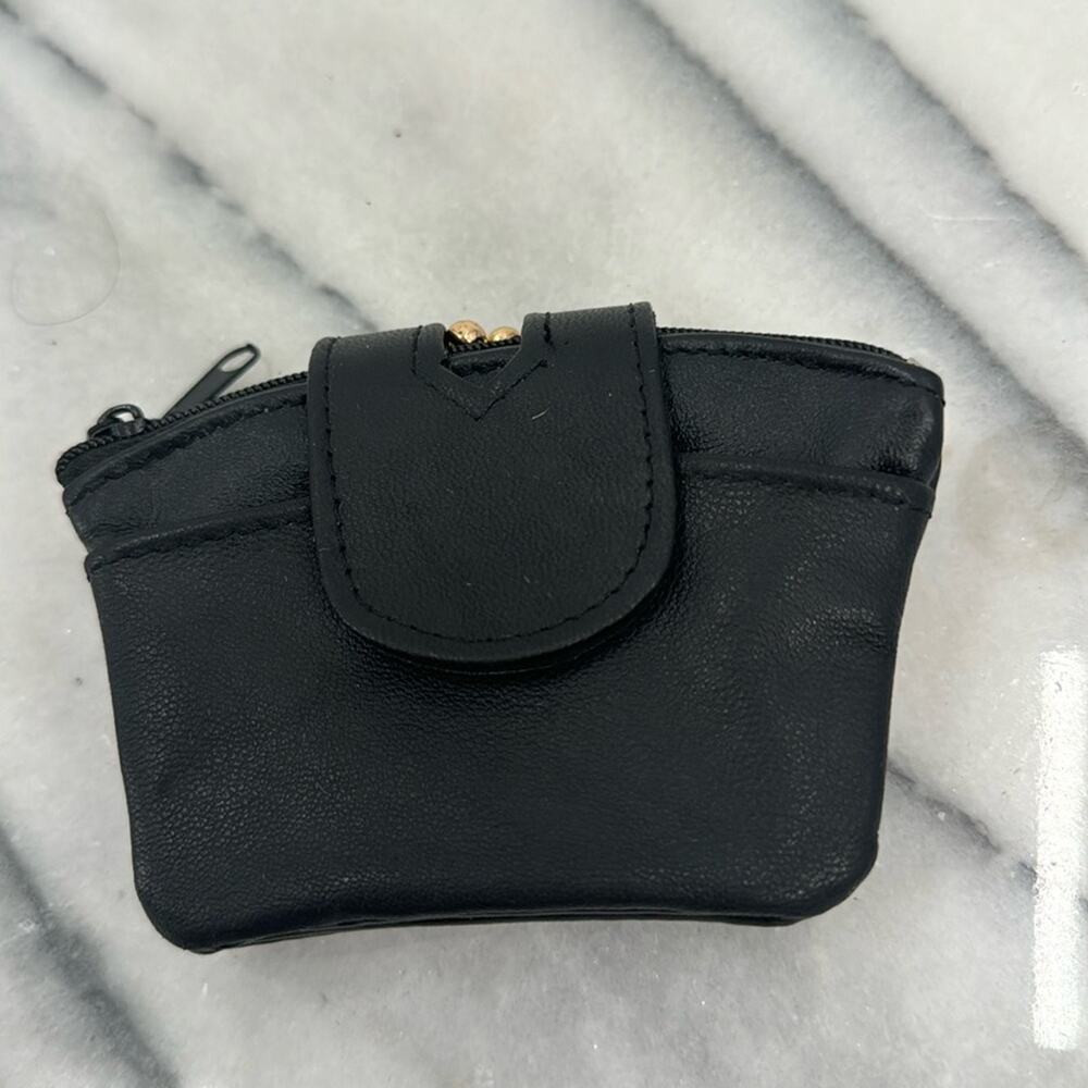 NWT black leather coin purse